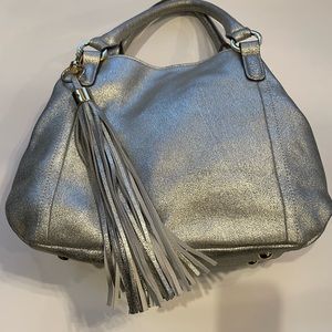 Gili silver leather, satchel handbag, like new